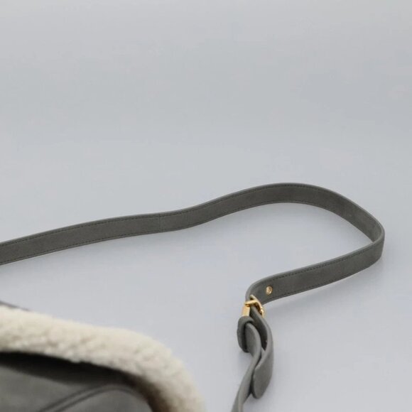 Christian Dior Shoulder Bag Suede Gray Gold Auth PP357AV - Picture 2 of 16